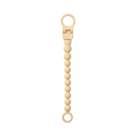 BIBS Pacifier Clip Beaded Pale Butter