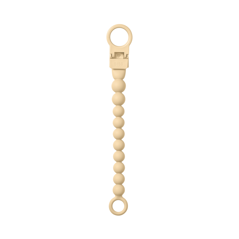 BIBS Pacifier Clip Beaded Pale Butter