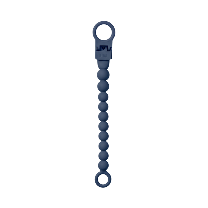 BIBS Pacifier Clip Beaded Steel Blue