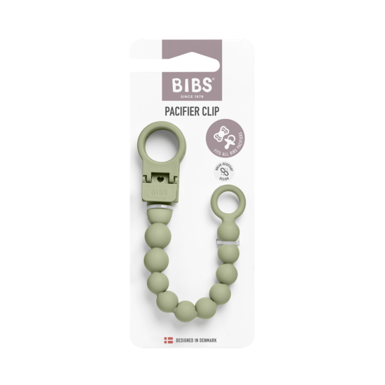 BIBS Pacifier Clip Beaded Sage