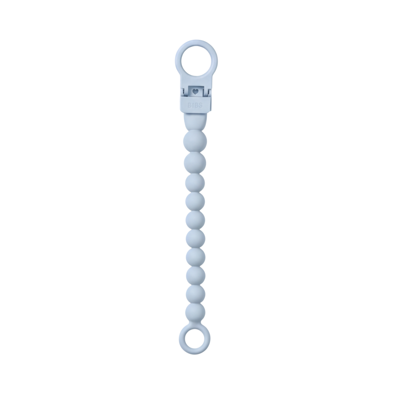 BIBS Pacifier Clip Beaded Baby Blue