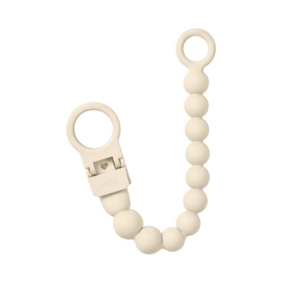 BIBS Pacifier Clip Beaded Ivory