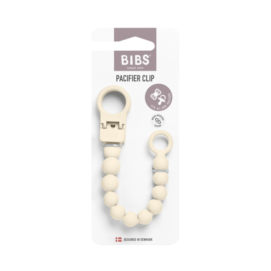 BIBS Pacifier Clip Beaded Ivory