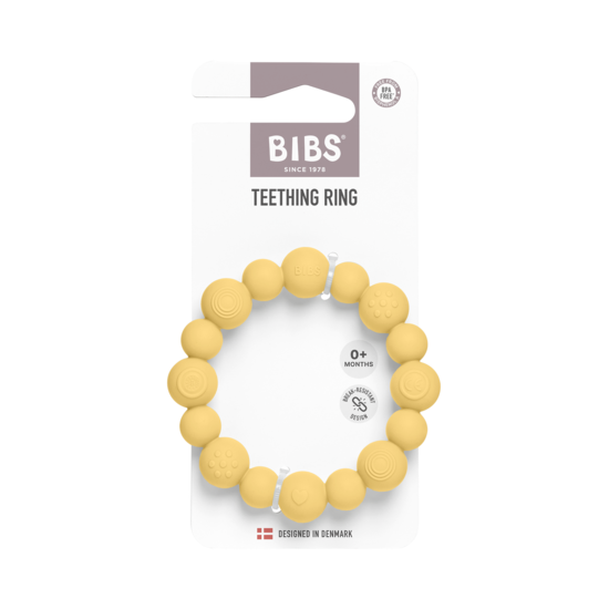 BIBS Teething Ring Beaded Pale Butter