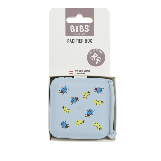 BIBS Studio Pacifier Box Caterpillar Beetle Mix Baby Blue