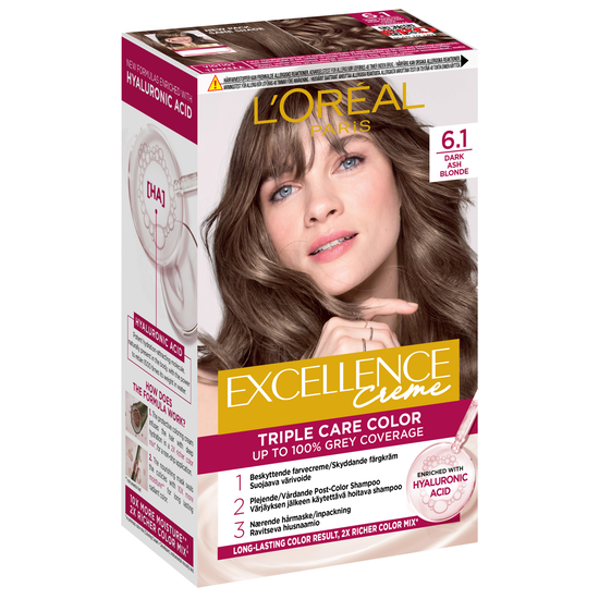 L'Oréal Paris Excellence Creme Permanent Hårfärg 6.1 Dark Ash Blonde