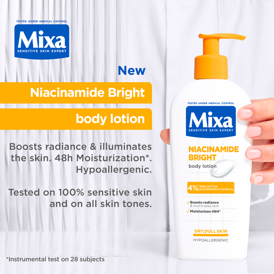 Mixa Niacinamide Bright Body Lotion för torr & matt hud 250 ml