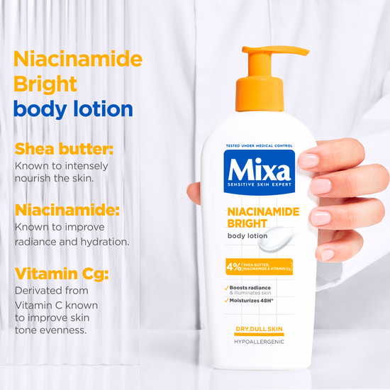 Mixa Niacinamide Bright Body Lotion för torr & matt hud 250 ml