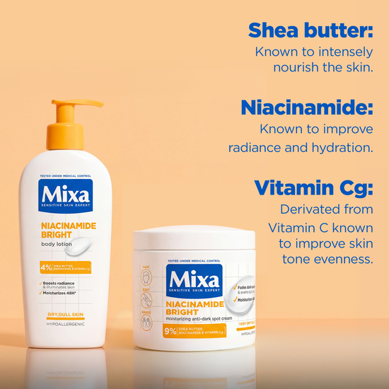 Mixa Niacinamide Bright Moisturizing Anti-Dark Spot Cream för mycket torr & matt hud 400 ml