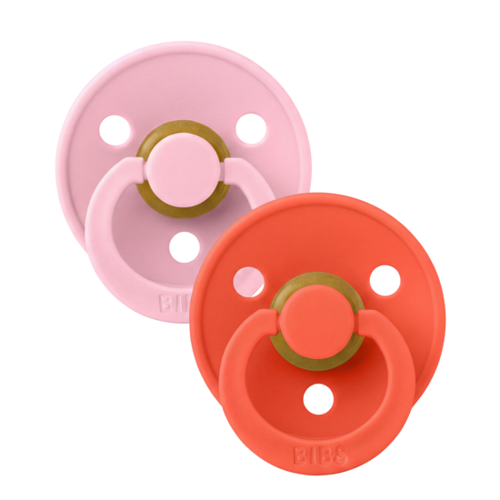 BIBS Colour Latex Size 1 Baby Pink/Tango 2-pack