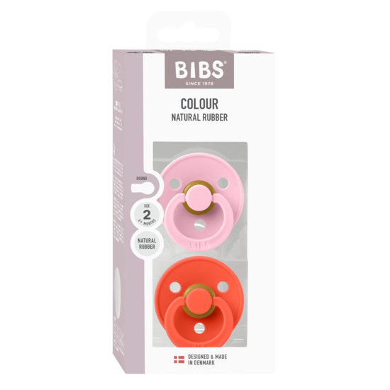 BIBS Colour Latex Size 2 Baby Pink/Tango 2-pack