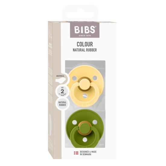 BIBS Colour Latex Anatomical Size 2 Pale Butter/Wasabi 2-pack
