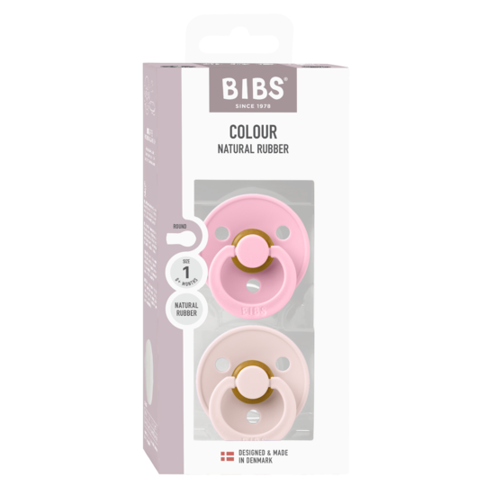 BIBS Colour Latex Size 1 Petal/Baby Pink 2-pack