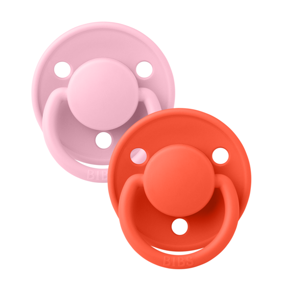 BIBS De Lux Silicone Onesize Baby Pink/Tango 2-pack