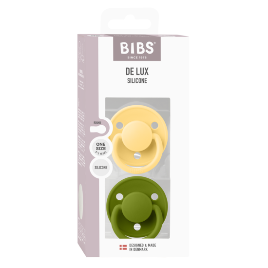 BIBS De Lux Silicone Onesize Pale Butter/Wasabi 2-pack