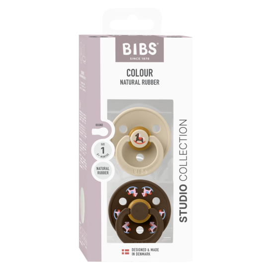 BIBS Colour Holiday Horse Latex Size 1 Vanilla/Mocha 2-pack