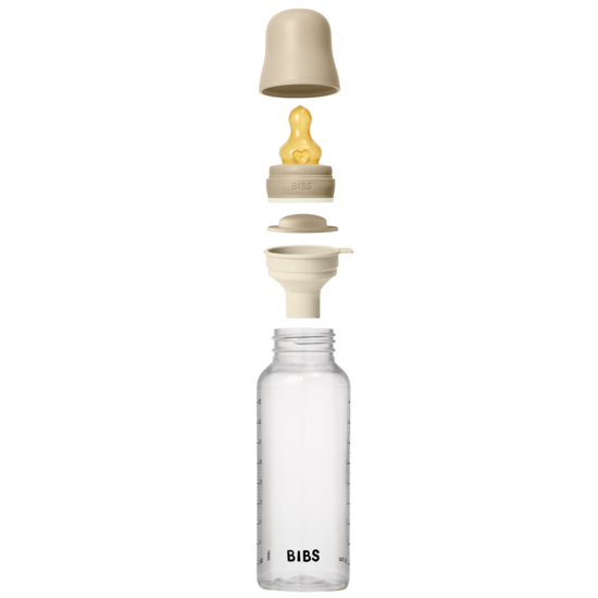 BIBS Baby Bottle Round Latex Medium Flow Vanilla GLOW 270 ml