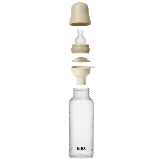 BIBS Baby Bottle Round Silicone Medium Flow Vanilla GLOW 270 ml