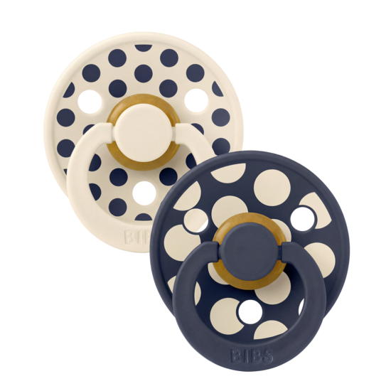 BIBS Studio Colour Polka Mix Latex Size 1 Ivory/Deep Space 2-pack