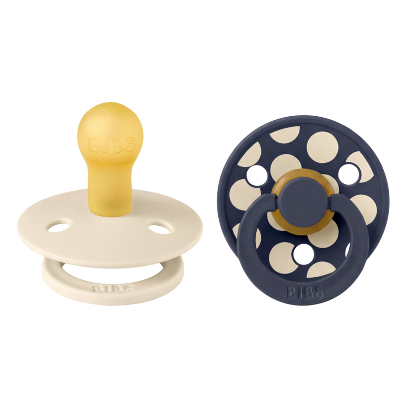 Köp 2 få 20% | BIBS Studio Colour Polka Mix Latex Size 1 Ivory/Deep Space 2-pack