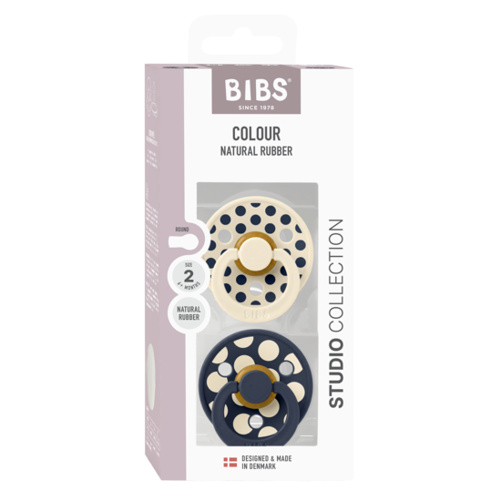 BIBS Studio Colour Polka Mix Latex Size 2 Ivory/Deep Space 2-pack