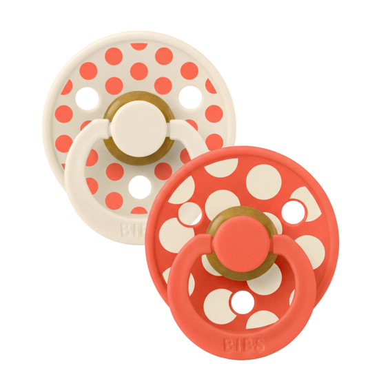 BIBS Studio Colour Polka Mix Latex Size 1 Ivory/Tango 2-pack
