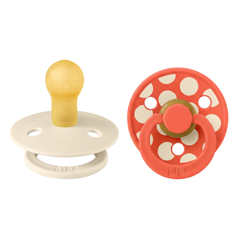 Köp 2 få 20% | BIBS Studio Colour Polka Mix Latex Size 1 Ivory/Tango 2-pack