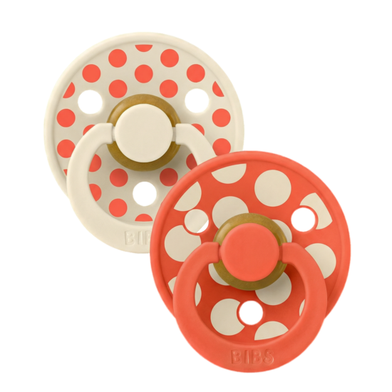 BIBS Studio Colour Polka Mix Latex Size 2 Ivory/Tango 2-pack