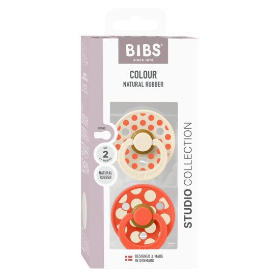BIBS Studio Colour Polka Mix Latex Size 2 Ivory/Tango 2-pack
