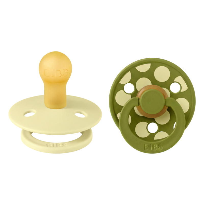 Köp 2 få 20% | BIBS Studio Colour Polka Mix Latex Size 1 Luna/Wasabi 2-pack