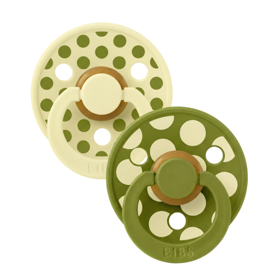 BIBS Studio Colour Polka Mix Latex Size 2 Luna/Wasabi 2-pack