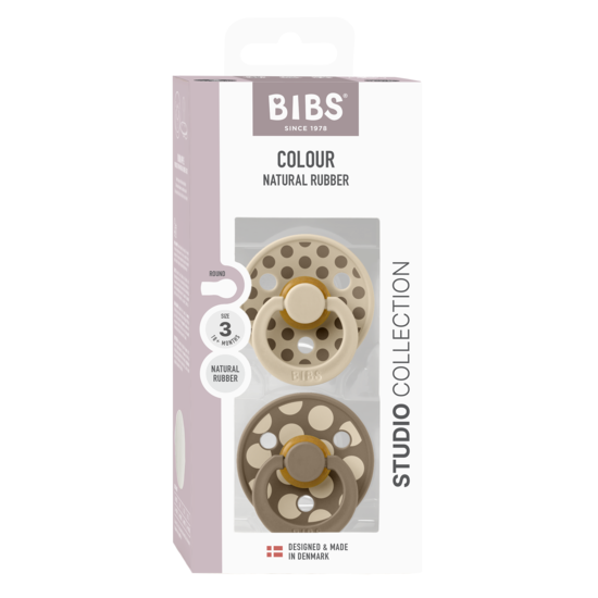 BIBS Studio Colour Polka Mix Latex Size 3 Vanilla/Dark Oak 2-pack
