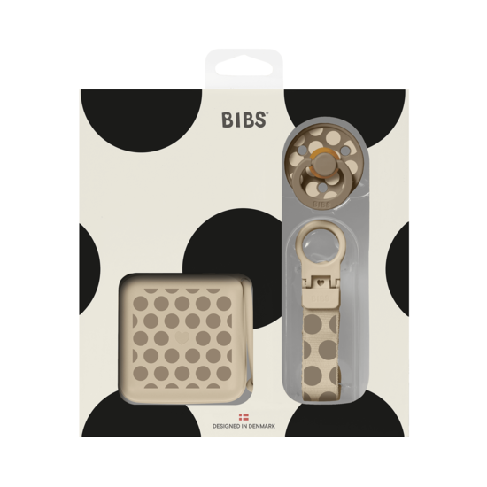 BIBS Studio Gift Set Polka Soothe & Go Latex Size 2 Vanilla