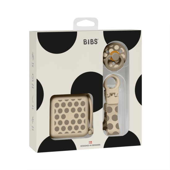 BIBS Studio Gift Set Polka Soothe & Go Latex Size 2 Vanilla