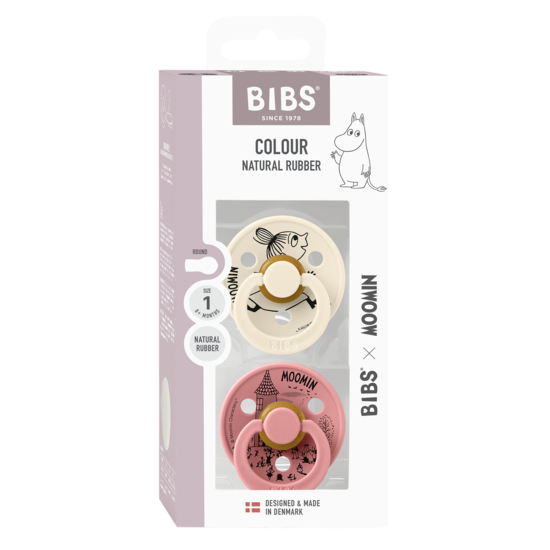 BIBS x Moomins Colour Little My Latex Size 1 Ivory/Dusty Pink 2-pack