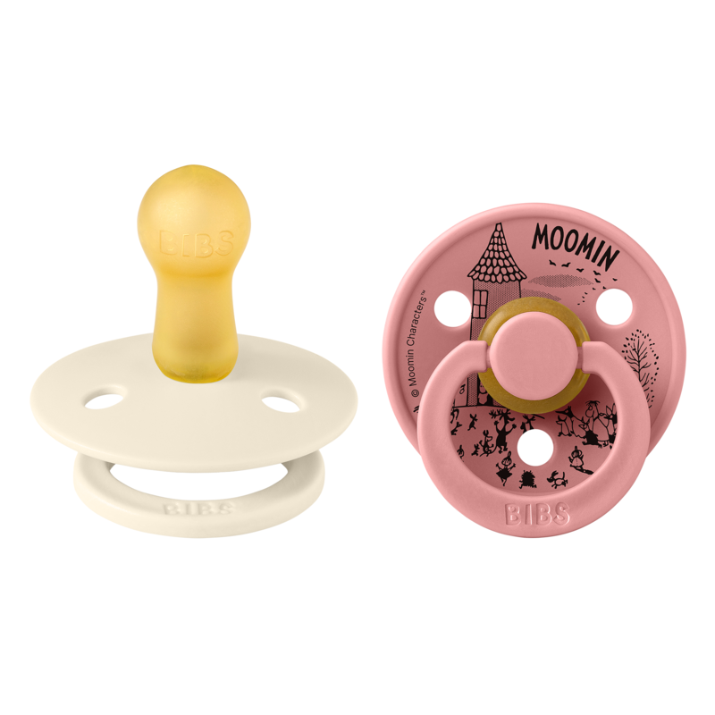 Köp 2 få 20% | BIBS x Moomins Colour Little My Latex Size 2 Ivory/Dusty Pink 2-pack