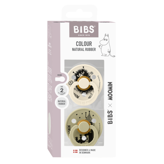 BIBS x Moomins Colour Stinky Latex Size 2 Ivory/Khaki 2-pack