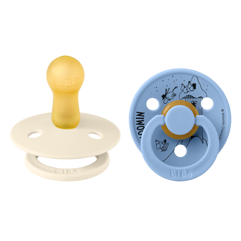 Köp 2 få 20% | BIBS x Moomins Colour Mymble Latex Size 2 Ivory/Sky Blue 2-pack