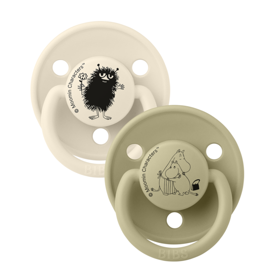 BIBS x Moomins De Lux Stinky Silicone Onesize Ivory/Khaki 2-pack