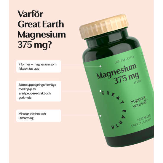 Great Earth Magnesium 375 mg 100 tabletter