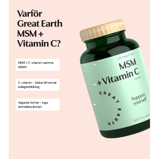 Great Earth MSM 1000 mg + Vitamin C 120 tabletter