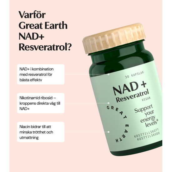 Great Earth NAD+ Resveratrol 30 kapslar