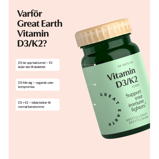 Great Earth Vitamin D3/K2 60 kapslar
