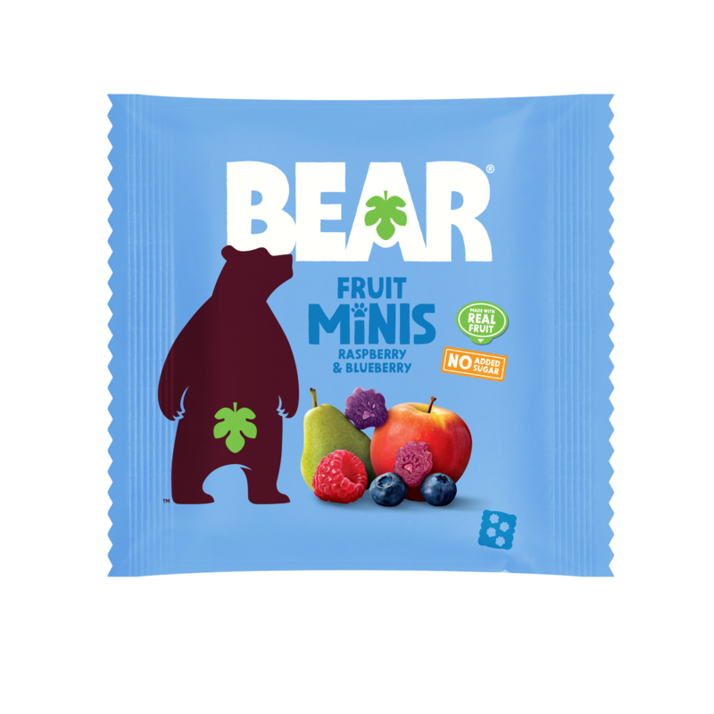 Köp 3 få 20% | BEAR Fruktbitar Frukt Hallon & Blåbär 20 g