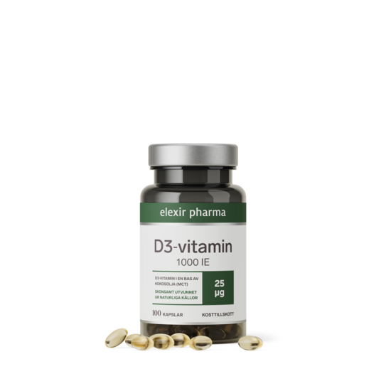 Elexir Pharma D3-vitamin 1000IE 100 kapslar