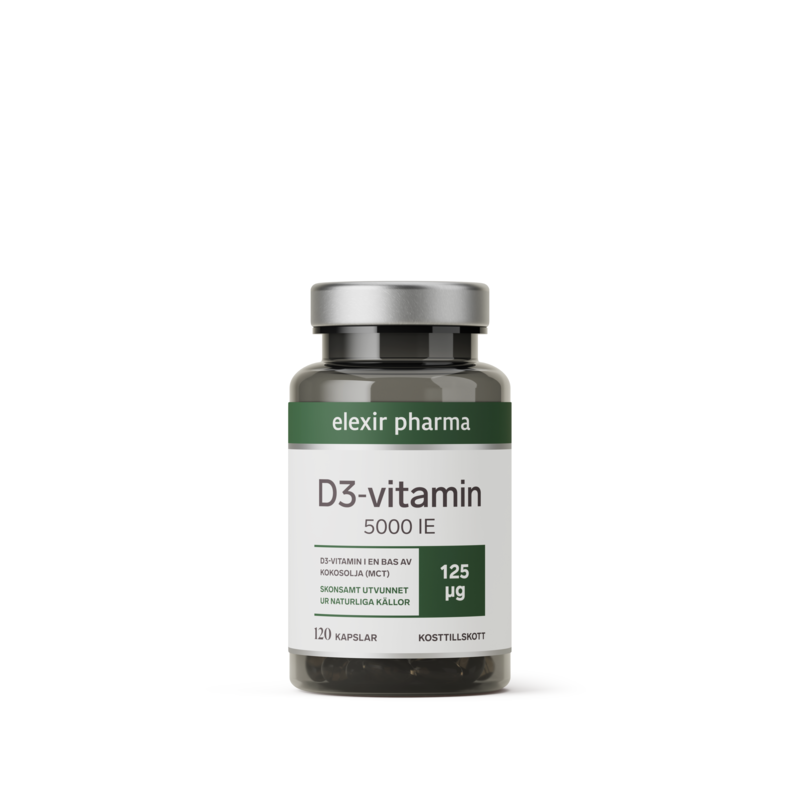 Elexir Pharma D3-Vitamin 5000IE 120 kapslar