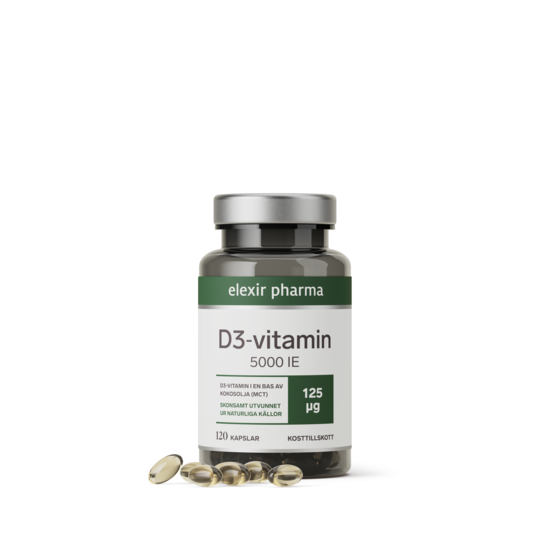 Elexir Pharma D3-Vitamin 5000IE 120 kapslar