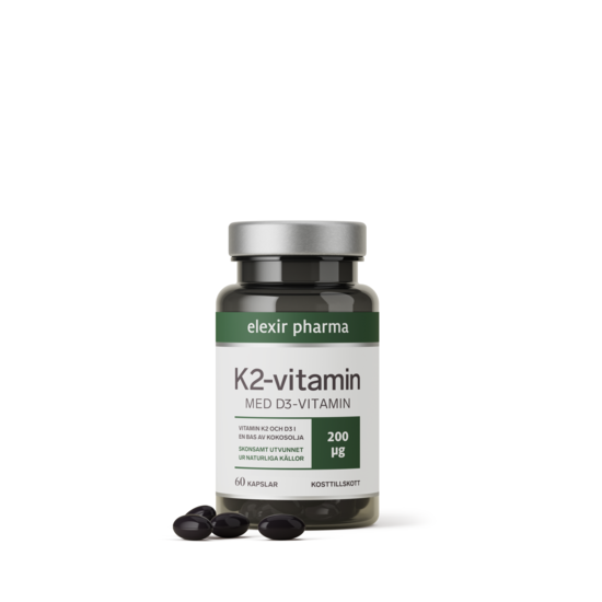 Elexir Pharma K2-vitamin D3-vitamin 60 kapslar