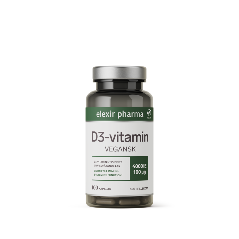 Elexir Pharma D3-vitamin Vegansk 4000 IE 100 kapslar