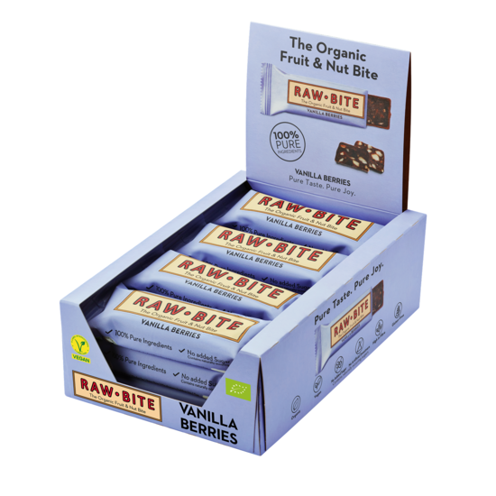Rawbite Frukt- & Nötbar Vanilla Berries 50 g 12-pack